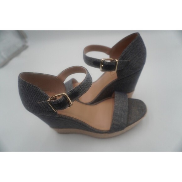 ANTONIO MELANI Lauralyn Navy Blue Gold Resort Ankle Vacation Wedge Sandals Sz 9M - Picture 9 of 10